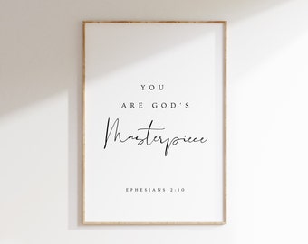 Ephesians 2:10, You Are God's Masterpiece, Christian Nursery Decor, Christian Nursery Print, Nursery Bible Verse, Baptism Print, Nursery Art