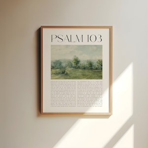 Psalm 103, Lova Herren, min själ, Psalmtryck, Bibelvers utskrivbar väggkonst, Kristna tryck, Vintage kristen väggkonst, Vintagekonst