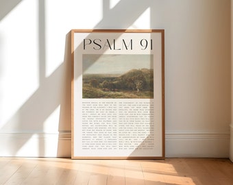 Psalm 91, Whoever Dwells in the Shelter of the Most High, Vintage Print, Vintage Psalm 91 Wall Art, Vintage Christian Printable, Bible Verse