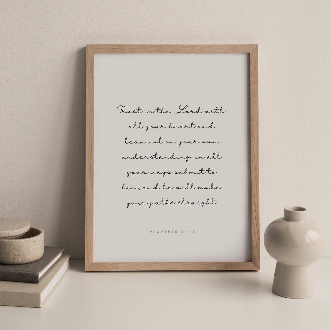 Proverbs 3:5-6, Trust in the Lord With All Your Heart, Bible Verse Wall ...