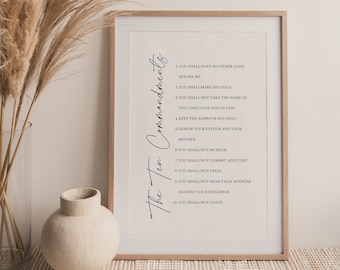 The Ten Commandments Bible Verse Wall Art, Ten Commandments Printable, Exodus 20, Bible Verse Poster, Ten Commandments Poster, Minimalistic