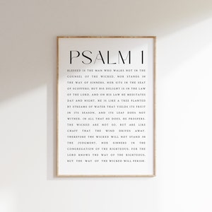 Psalm 1, Blessed is the man who walks not in the counsel of the wicked, Modern Christian Printable, Bible Verse Prints, Scripture Wall Art