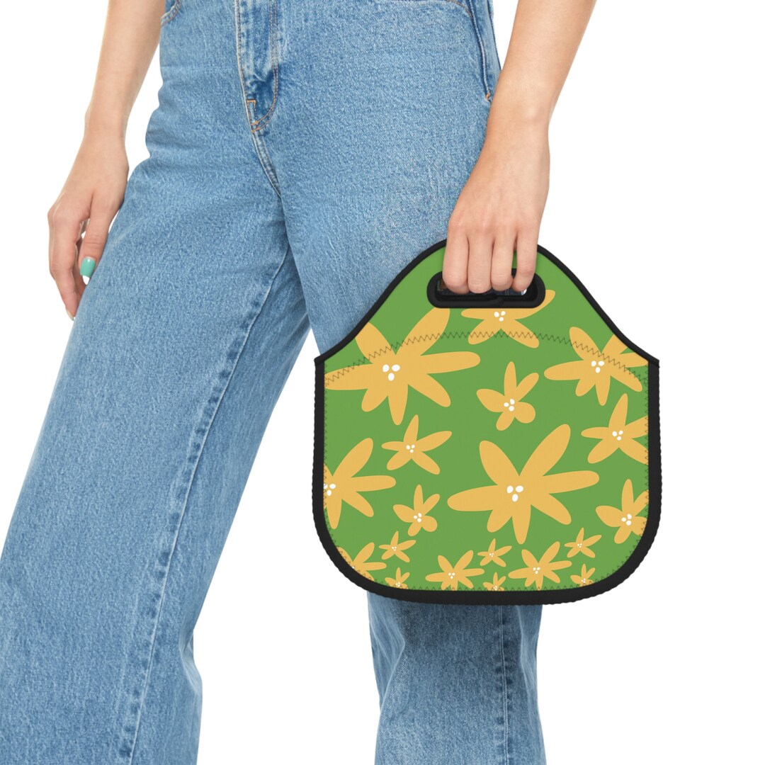 Lunch Bag Flower Pattern Neoprene for School or Office Etsy