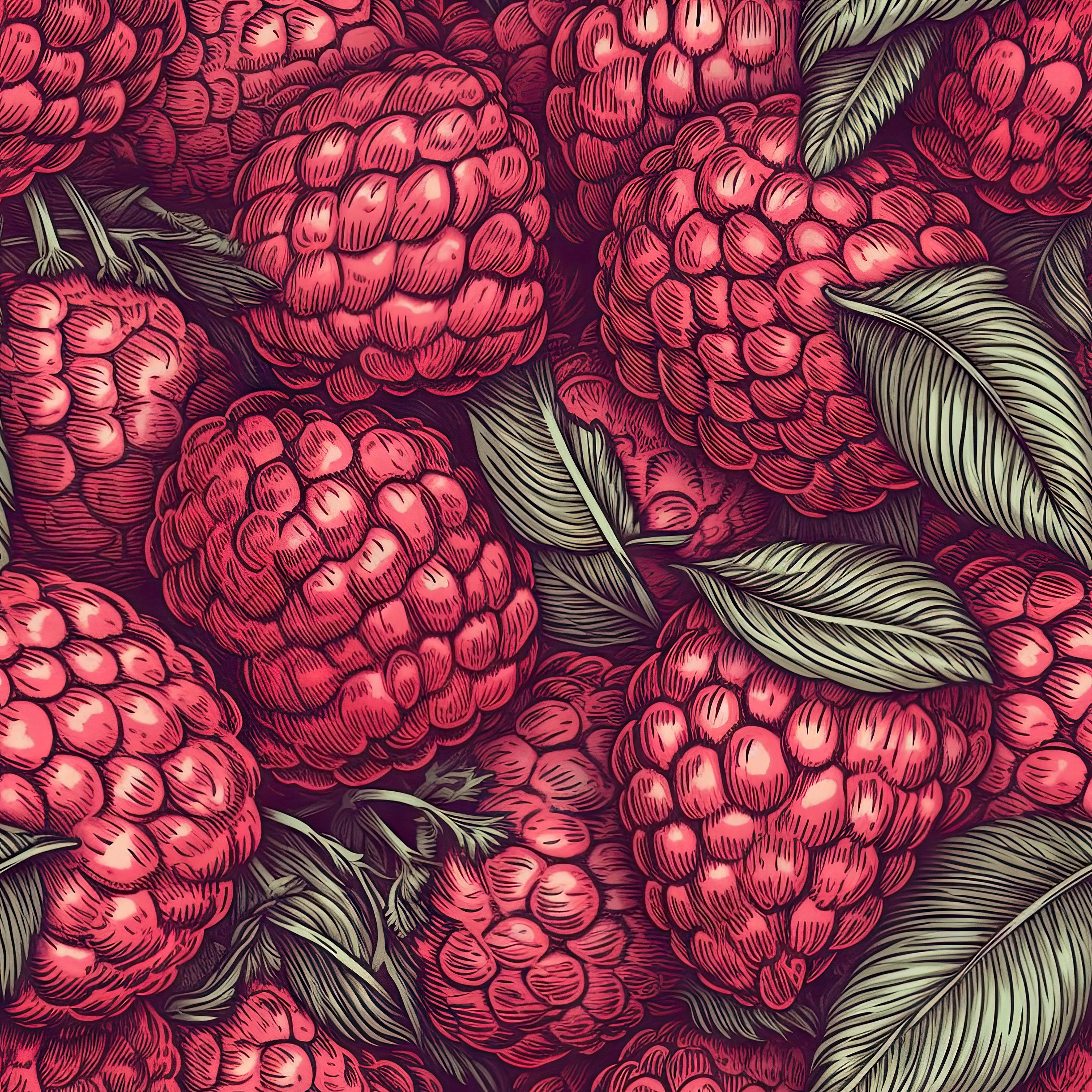 Baby Raspberry Print Seamless Printable - Raspberry - 300DPI JPEG and Vector File ...