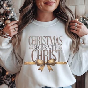 Christmas Begins with Christ Digital Download | Faith-Based Christmas Design| Christian Christmas Wall Art | Holiday T-Shirt Sweatshirt Gift