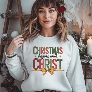 Christmas Begins with Christ Digital Design | Faith-Based Christmas Design| Christian Christmas Wall Art | Holiday T-Shirt Sweatshirt Gift