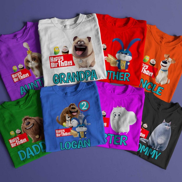 The Secret Life Of Pets Customized Birthday Shirts/Gidget and Max Birthday shirts/Family Birthday Secret life of pets Tees/Any name/any age.