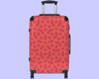 Modern Womens and Teen Girls Suitcase, Coral Pink Pattern Hard-Shelled Luggage, Cute Travel Gifts for Women, Going Away Party Gift for Her