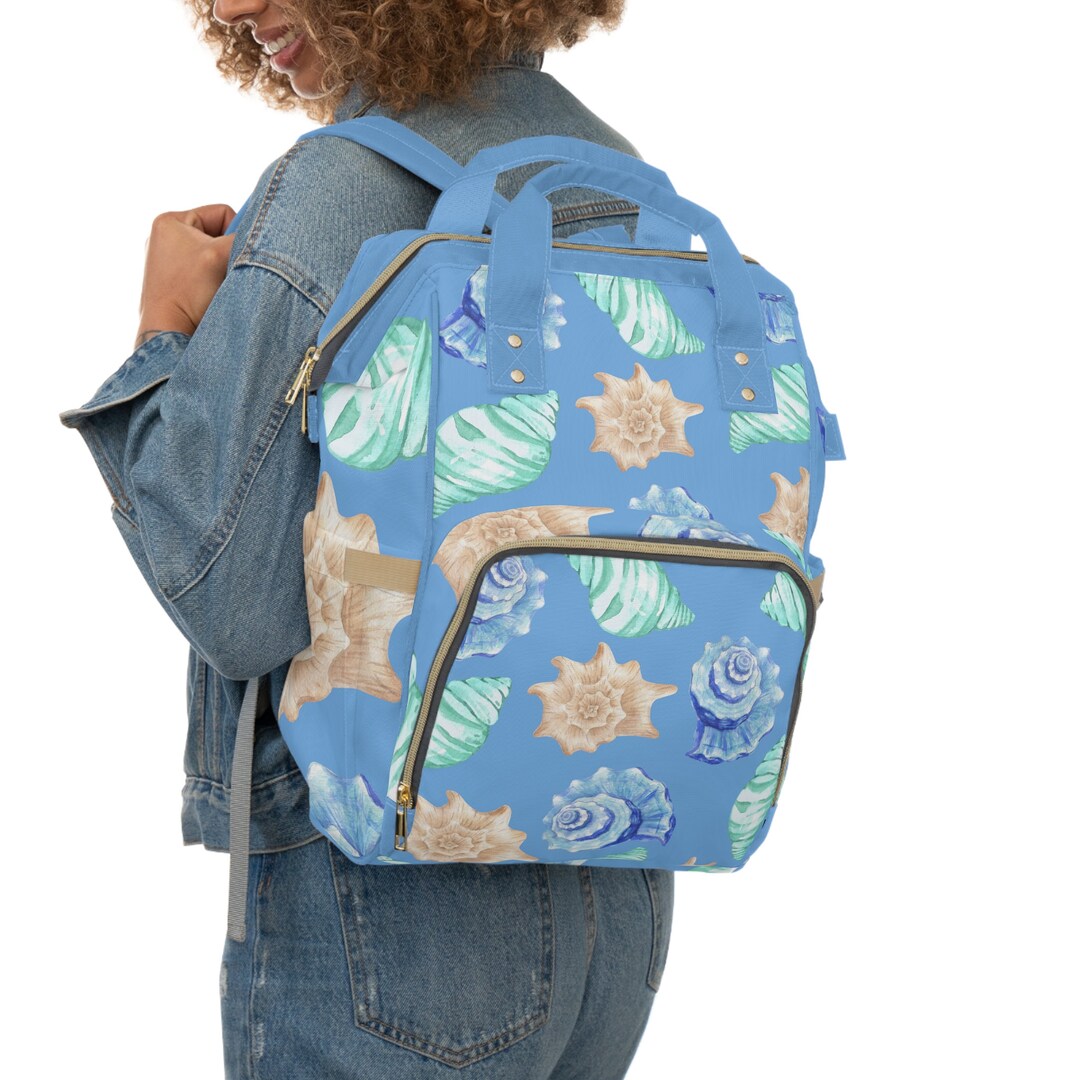 Seashell Diaper Backpack Unisex Beach Diaper Bag Blue Ocean Etsy