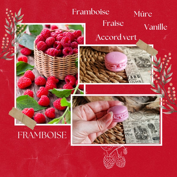 Fondants parfumes - Framboise - Cadeau fait main - Macaron - Parfum maison