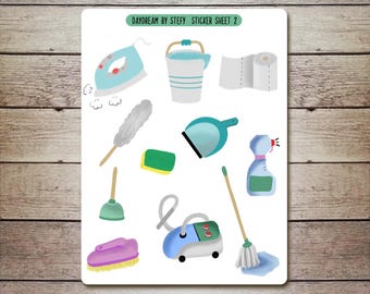 Sticker sheet - Cleaning time | Planner stickers, Bujo stickers, Reading journal stickers, Created by Daydream by Stefy