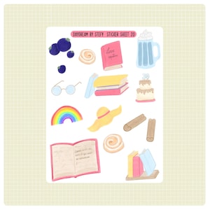 Sticker sheet - The cinnamon bun book store | Planner stickers, Bujo stickers, Reading journal stickers, Booklover, by Daydream by Stefy