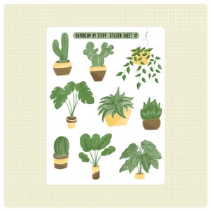 Sticker sheet - Plants and cactus | Planner stickers, Bujo stickers, Reading journal stickers, Created by Daydream by Stefy