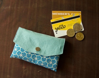 Blauwe portemonnee met rits, damescadeau, handgemaakt in Frankrijk, portemonnee