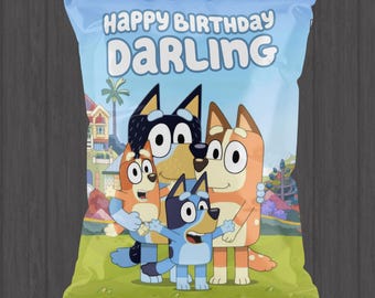 Bolsa de patatas fritas personalizada de Bluey para fiestas (impresa)