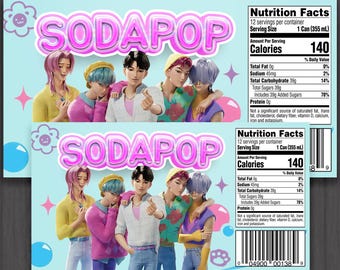 Etiqueta personalizada para lata de refresco de Kpop Demon Hunters Saja Boys impresa