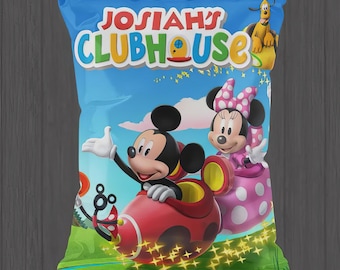 Bolsa de patatas fritas personalizada de Mickey Mouse Clubhouse, impresa y enviada por correo. Detalle para fiestas.