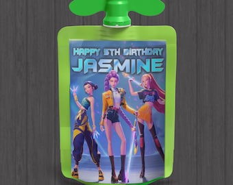 Etiquetas de vinilo personalizadas impresas de Demon Hunters Huntrix GoGo Squeez Pouch de KPop