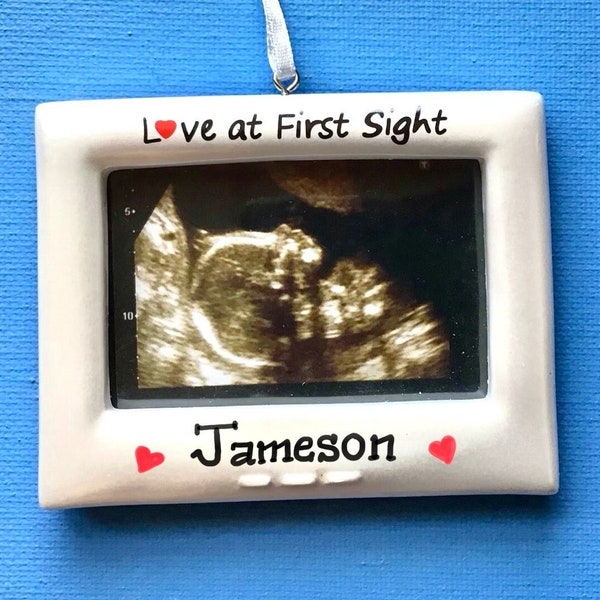 Love at First Sight Baby Ultrasound Picture Frame Personalized Ornament-Granddaughter-Grandchild-Grandson-Baby in the Womb Mother's Day Gift