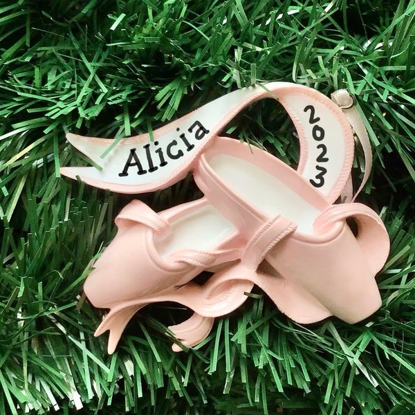 Pink Ballet Slippers Personalized  Christmas Ornament- Ballet Recital, Ballet Teacher Gift