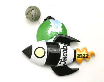 Rocket Spaceship-Personalized Christmas Ornament - Astronaut