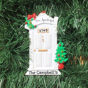 New Apartment- White Door Personalized Ornament - New Home - Housewarming Gift , Real Estate Client