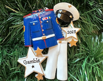 Amerikaanse mariniers gepersonaliseerde kerstornament - uniform marinierskorps - USMC-militair - afstuderen - gepensioneerd mariniers-kerstcadeau
