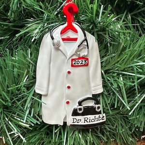 Doctor White Medical Coat Personalized Ornament - Earning Medical Coat Ceremony Christmas Ornament -Retiring- Graduation- Doctor Lab Coat