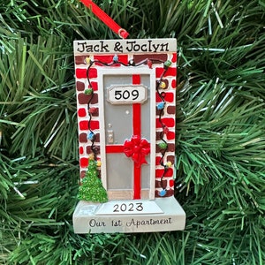 Our First Apartment- Our New Home My First apartment-Personalized Ornament- New Home- Housewarming Gift -Real Estate Client- Gray Brick Door