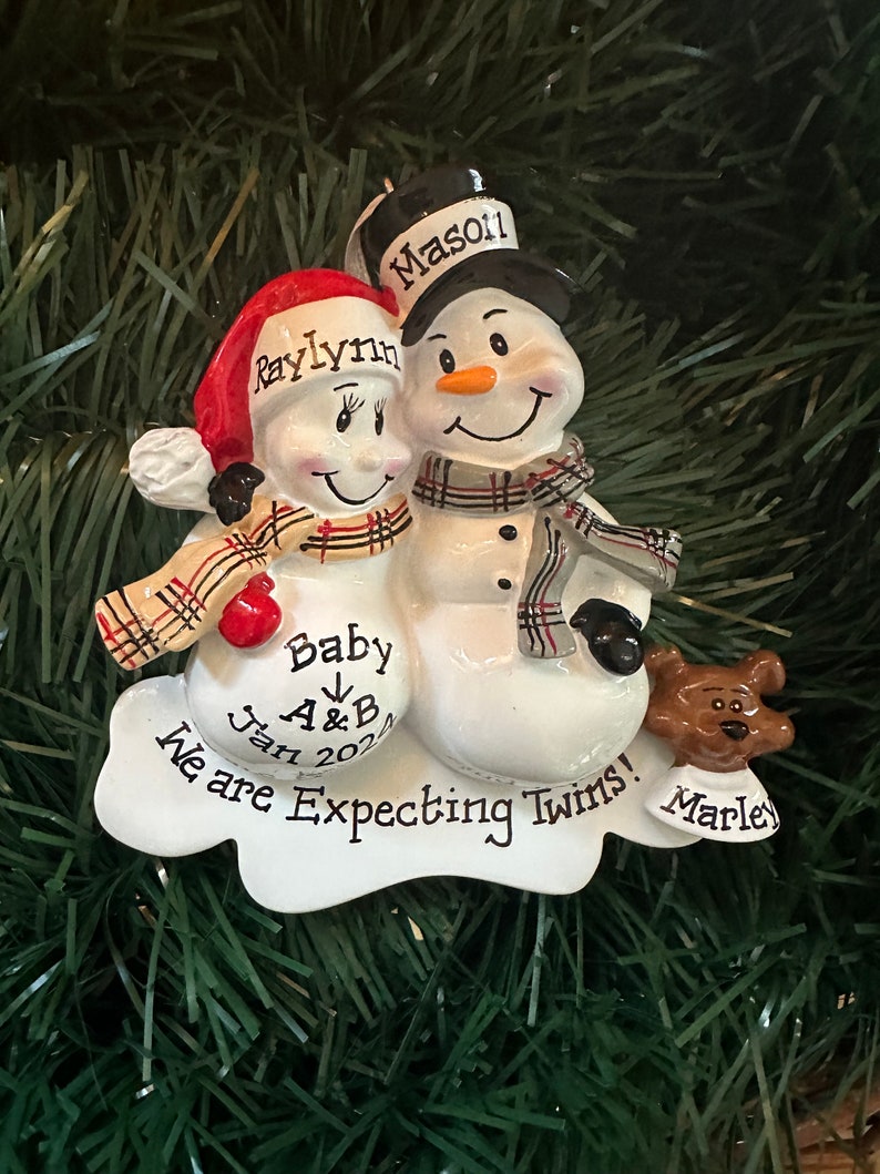 We Are Expecting Twins Personalized Christmas Ornament Pregnant Snowman ...