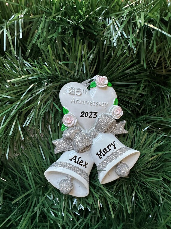25th wedding anniversary christmas tree ornaments discount