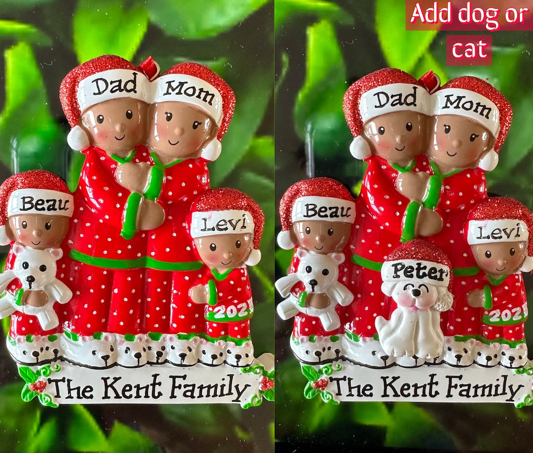 4 African American Pajama Family -brown-family of Four - Personalized ...