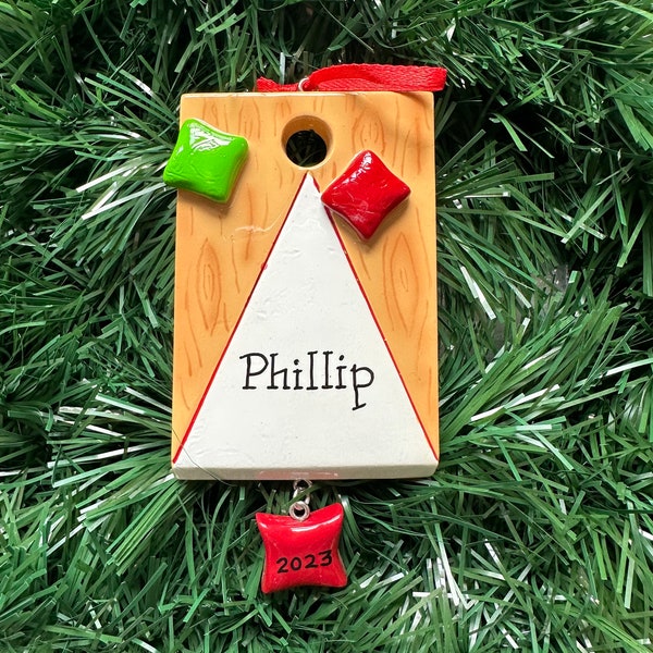 Corn Hole- Bean Bag Toss- Personalized  Christmas Ornament