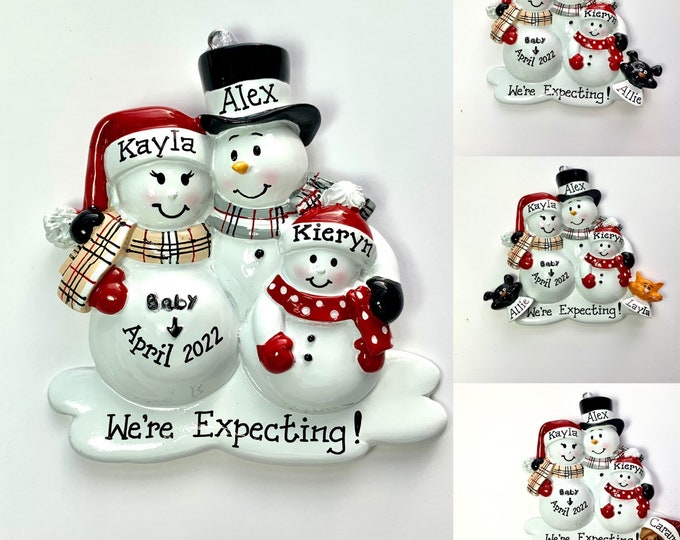 Expecting Family of 3 Personalized Christmas Ornament - Expecting ...