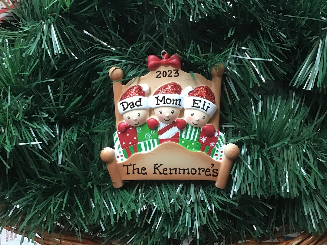 3 Bed Heads- Family of Three Personalized Christmas Ornament With ...