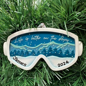 Ski Goggles- Skiing- Winter Sports-Personalized Christmas Ornament