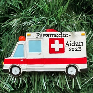 Ambulance- Paramedic- EMT- Emergency Vehicle- Personalized Christmas Ornament