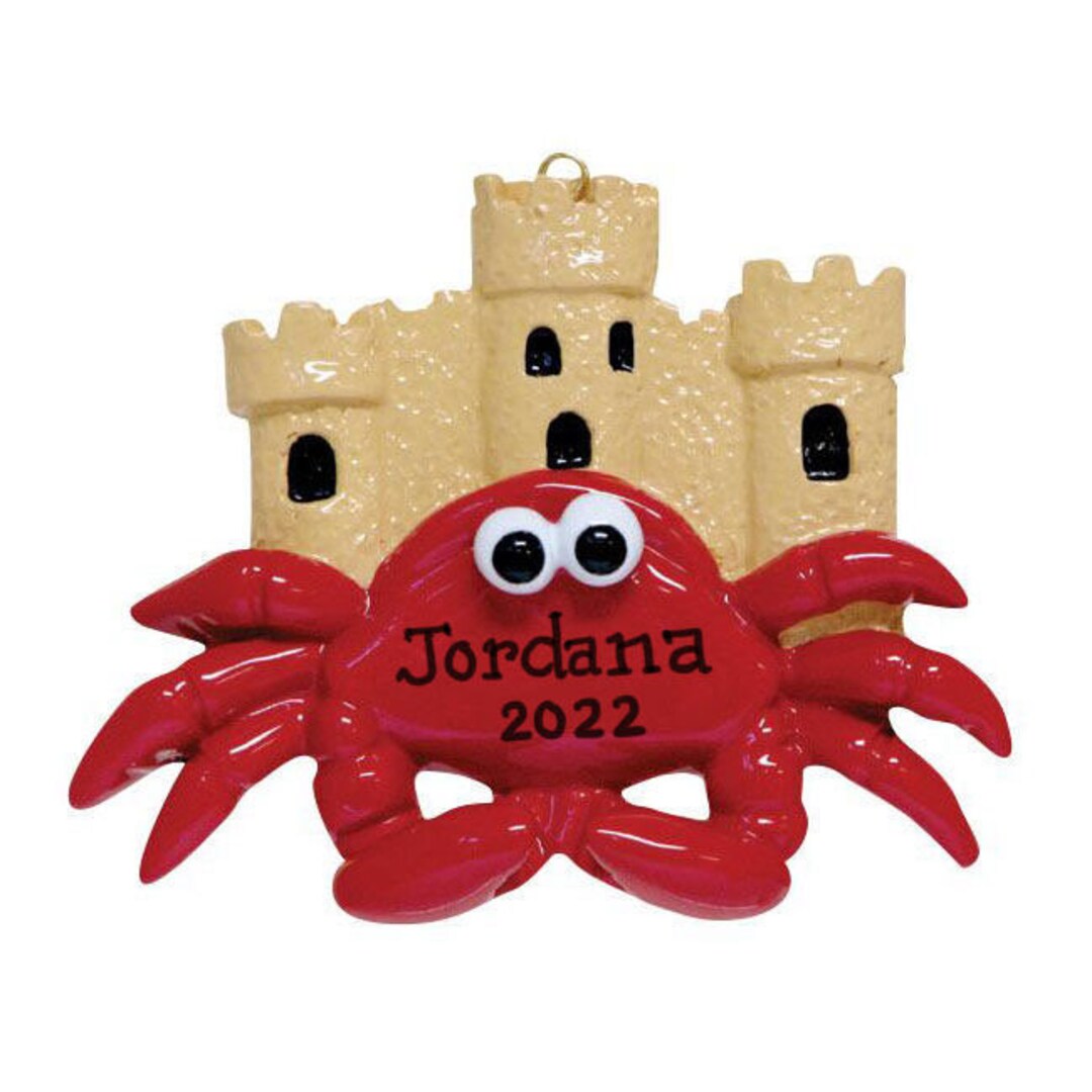 Sand Castle Crab Personalized Ornament hawaiibeachcoastal Family
