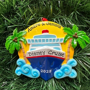 Cruise Vacation Family of Three Personalized Christmas Ornament- Alaskan, Mexican Cruise Ship- Souvenir