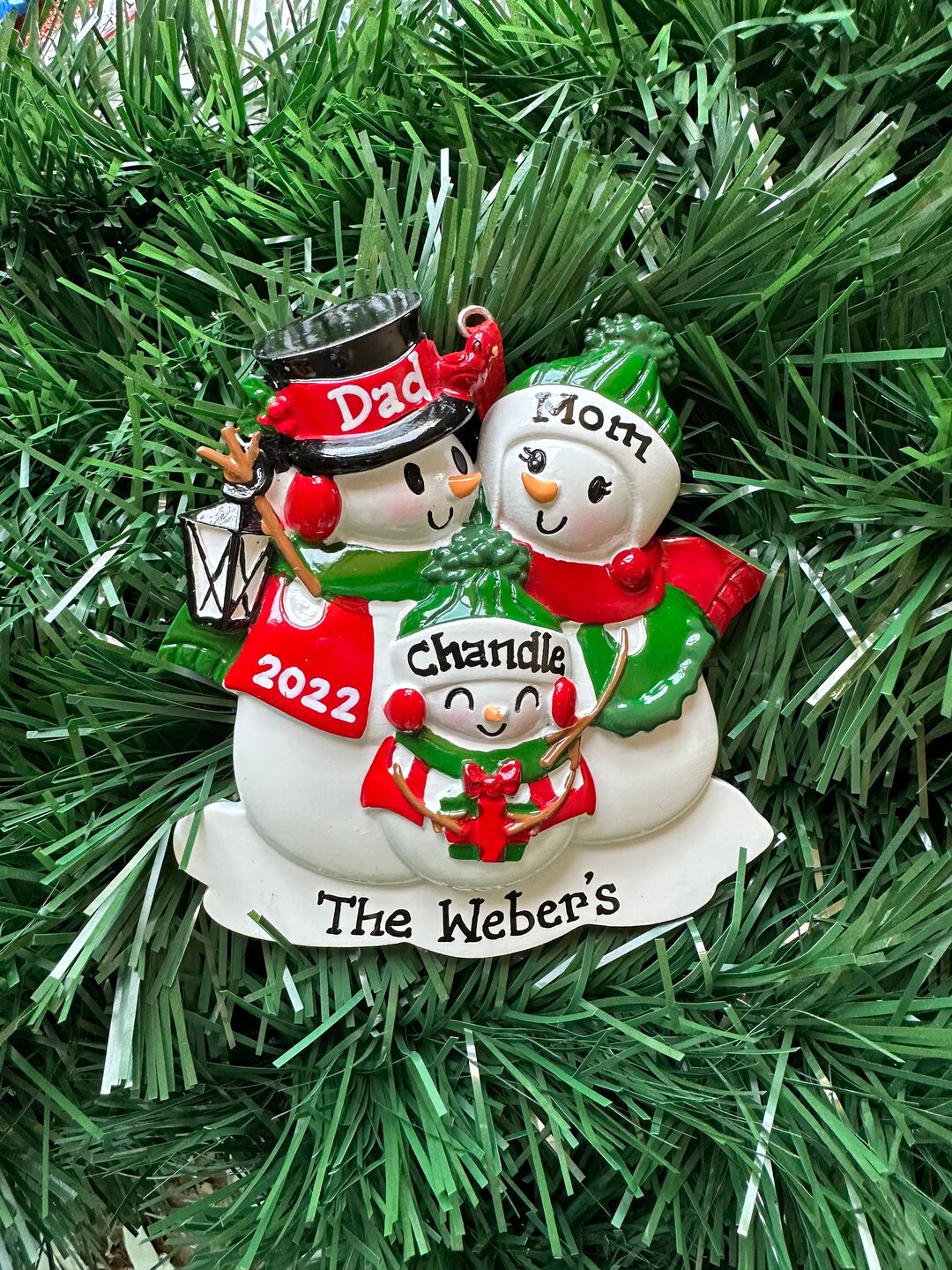 3 Snowman- Family of Three - Personalized Christmas Ornament With ...