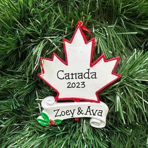 Canada Maple Leaf- Red or White-Personalized Ornament- Vacation - Souvenir