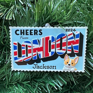 Londres - Grã-Bretanha - Enfeite de Natal personalizado - Viagem - Lua de mel - Cartão postal de férias