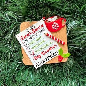 Big Brother Announcement- Pregnancy Announcement- Personalized Christmas Ornament-Sibling announcement- New Baby-Baby Brother-Baby Sister
