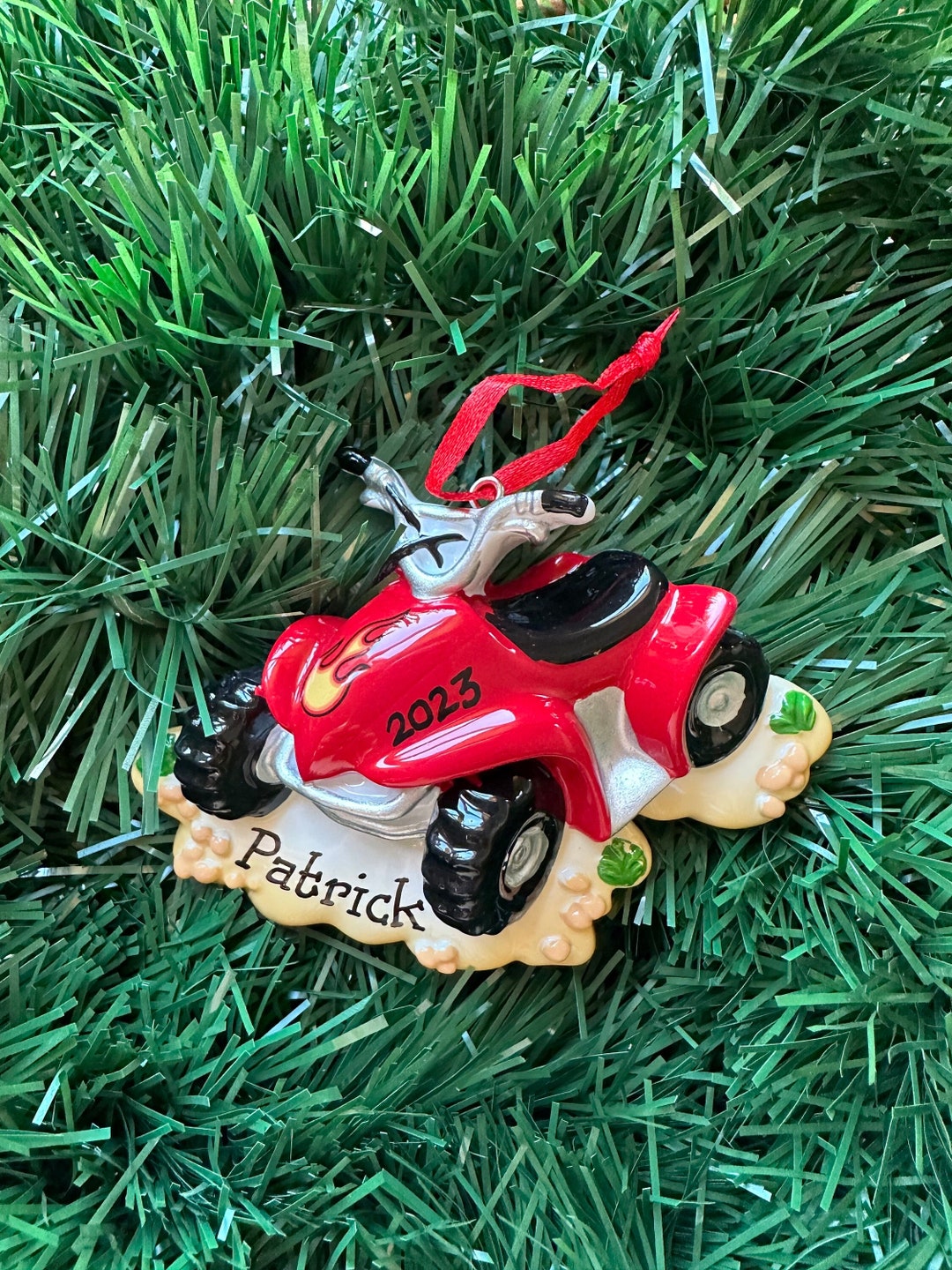 ATV Four Wheeler Quad Red Bike-personalized Christmas Ornament - Etsy