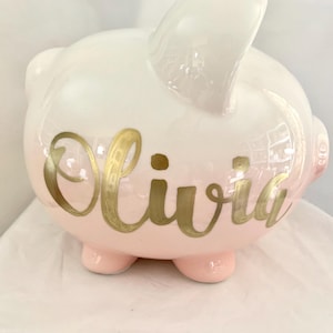 Personalisierte große rosa Ombre Sparschwein- Neugeborene- Taufe Baby Mädchens 1