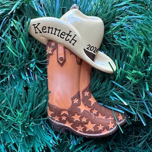 Cowboy Boot - Rancher- Ranger-Wild West -Personalized Christmas Ornament