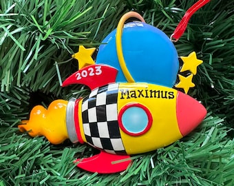 Rocket Spaceship-Personalized Christmas Ornament - Astronaut