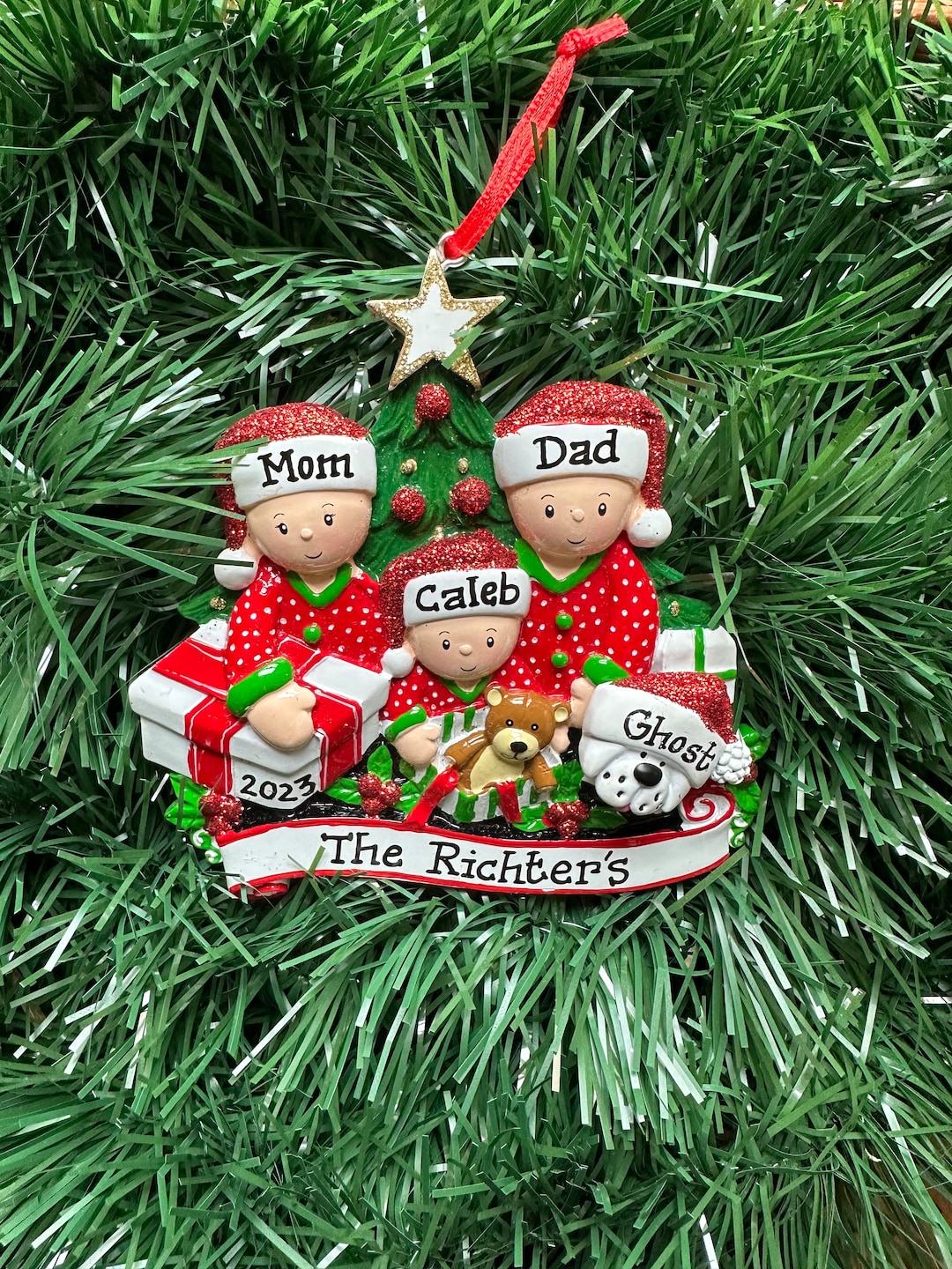 3 Person Pajama Party Family of Three Personalized Christmas Ornament ...