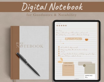 Minimalist Goodnotes Digital Notebook | GoodNotes Notebook with Tabs, Hyperlinked iPad Notebook, Notability Notebook