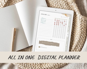 Boho Digital Planner, Goodnotes Planner, iPad Planner, Minimalist Digital Planner,  Undated Digital Planner